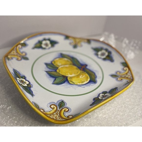 Tutta Ceramica Hand Painted Signed Serving Dish Italy Pottery Deruta Fruit - Picture 3 of 11